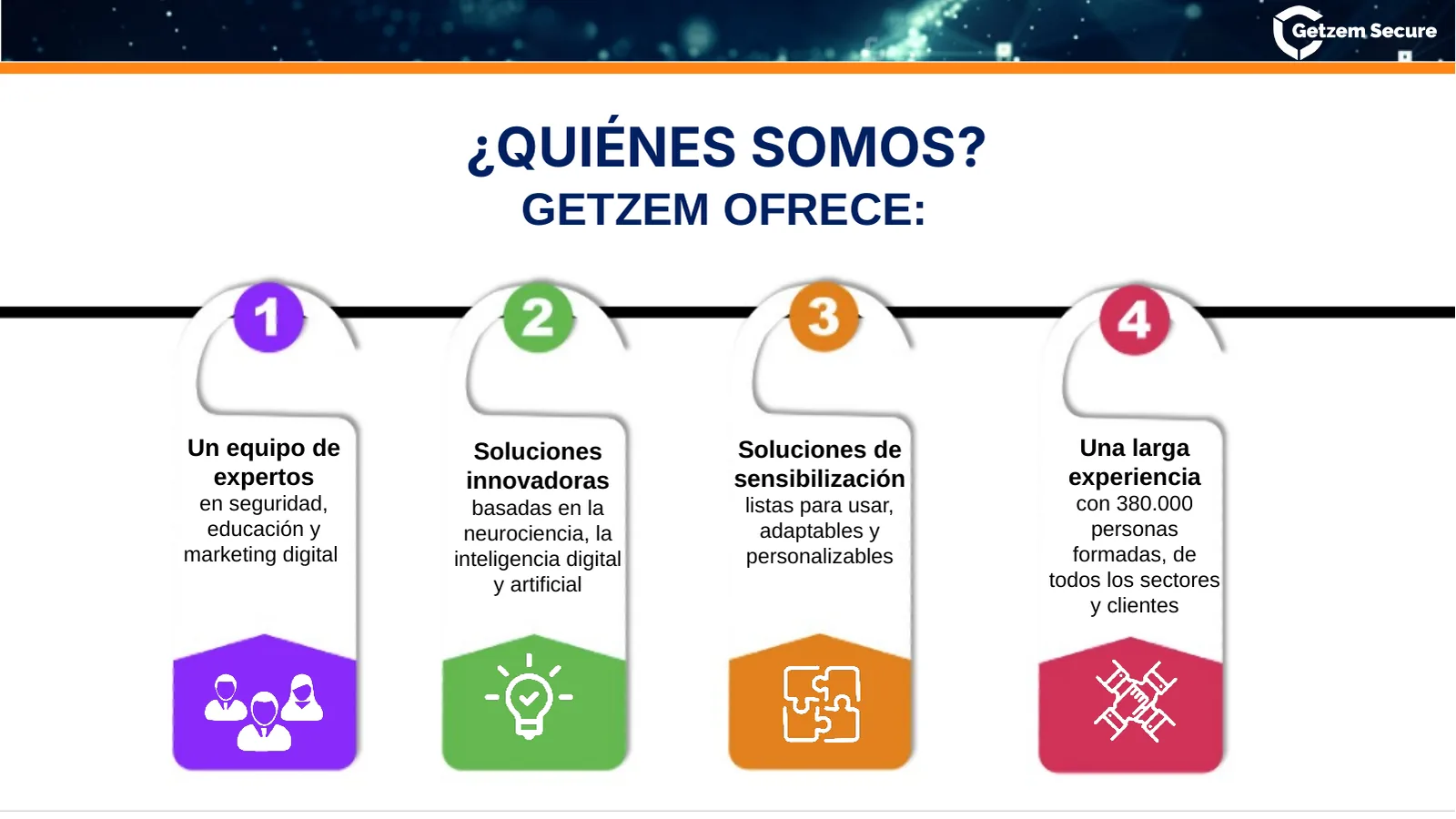 Who we are: four strengths, from a team of experts to ready-to-use awareness solutions.
